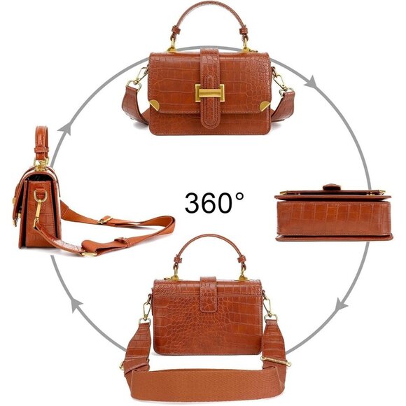 Womens Small Classy Crossbody Purse Top Handle Handbag Leather Satchel Bag Women - Picture 6 of 7